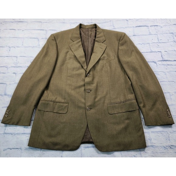 Ermenegildo Zegna MENS 44R Windowpane Plaid Worsted Super 100s Blazer Jacket Tan